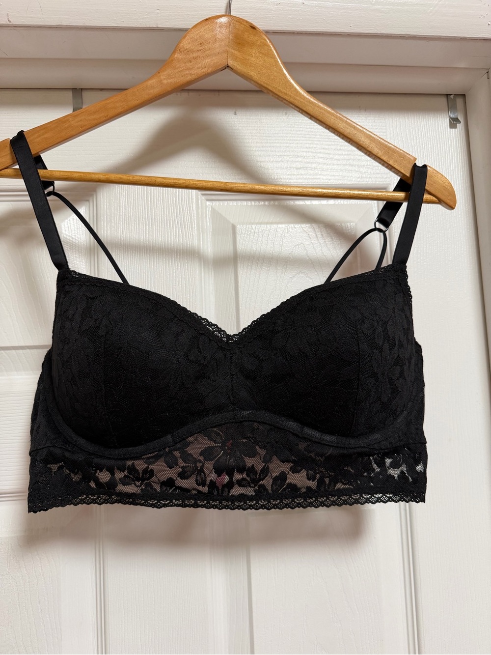 NWT Victoria's Secret PINK Lace Push-Up Bralette in Pure Black XL